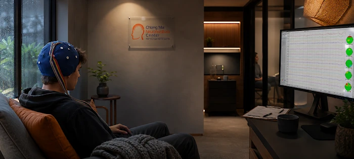 QEEG-guided neurofeedback assessment for traumatic stress, nervous-system regulation, sleep instability, and cognitive fatigue.