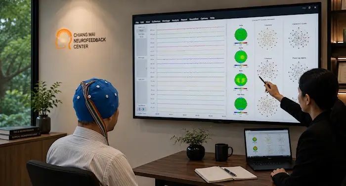 Clinical QEEG connectivity and coherence assessment using NeuroGuide software and EEG electrocap in a neurofeedback clinic.